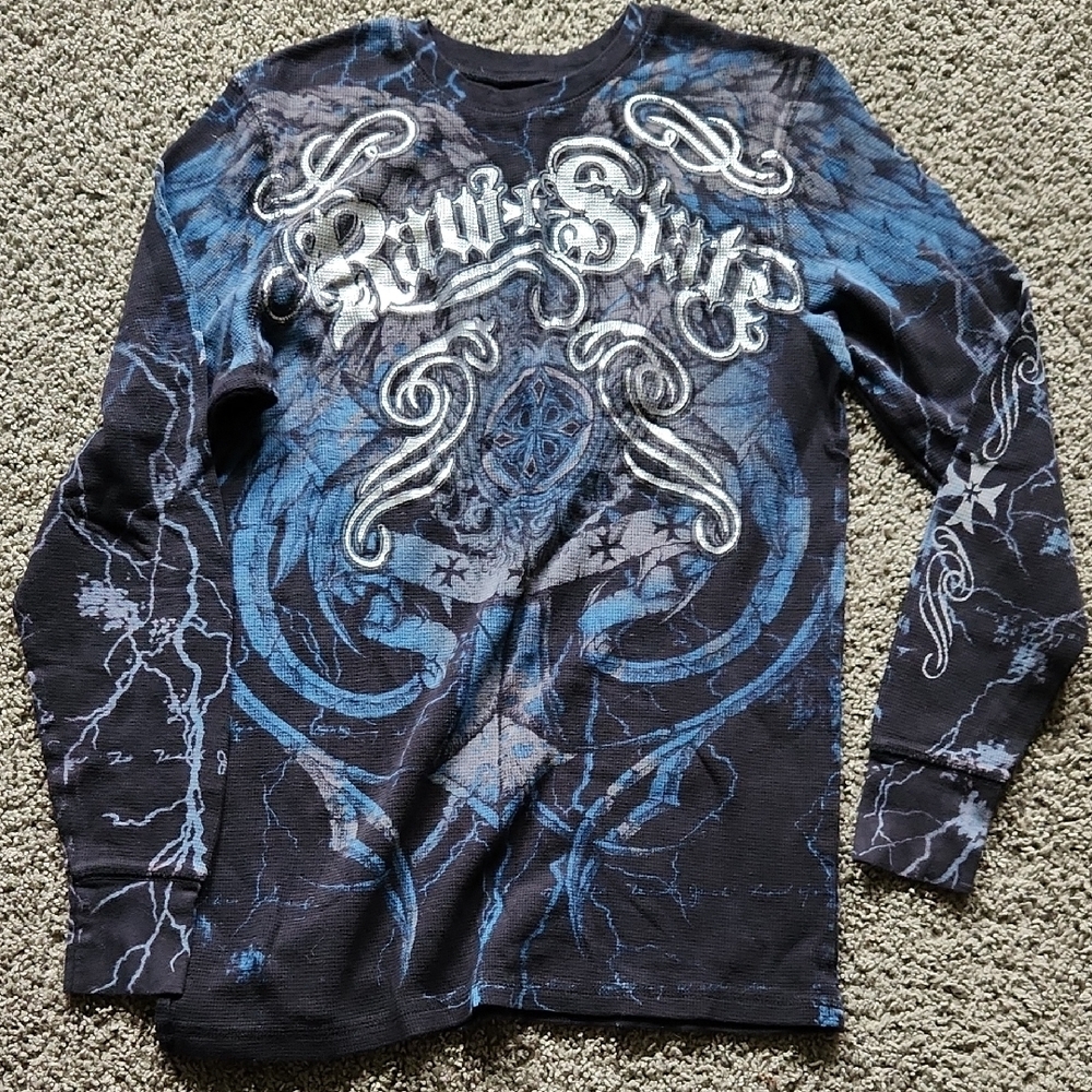 Blue and Black Long Sleeve Tee